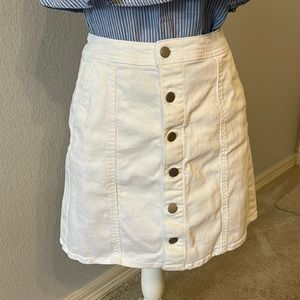 A New Day White Denim Button Front Skirt
